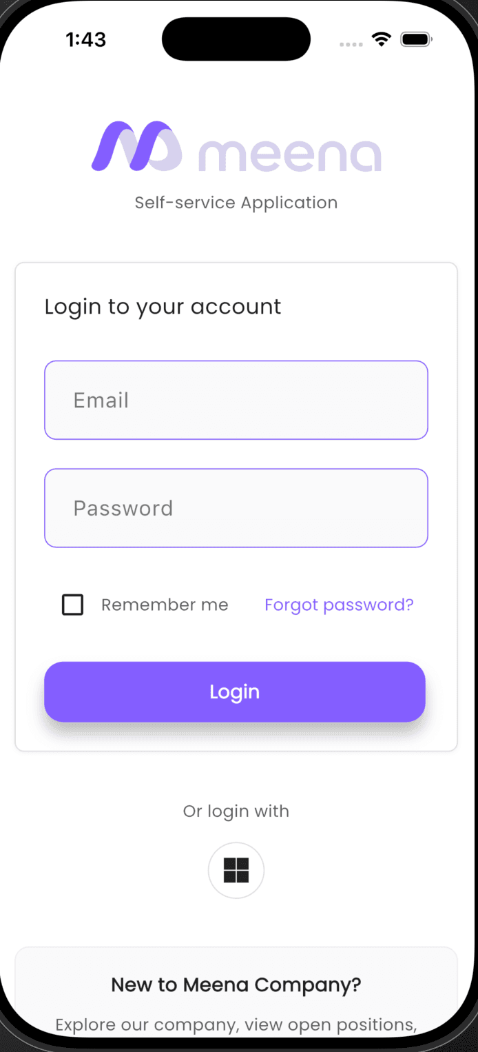 Meena Self-Service Platform screenshot 1